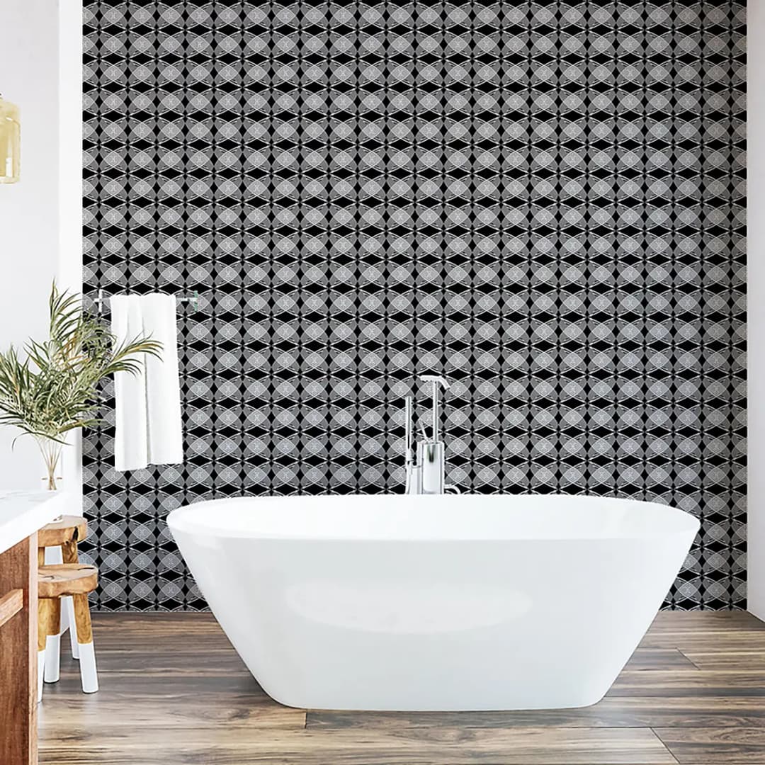 Tapete Black and White Circle 90cm | Schwarz