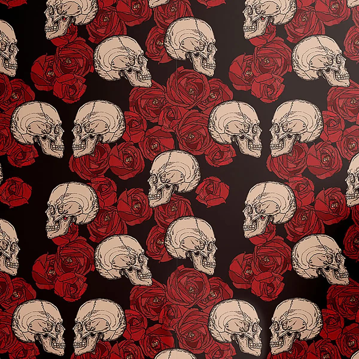 Tapete Skulls and Roses 250cm | Schwarz