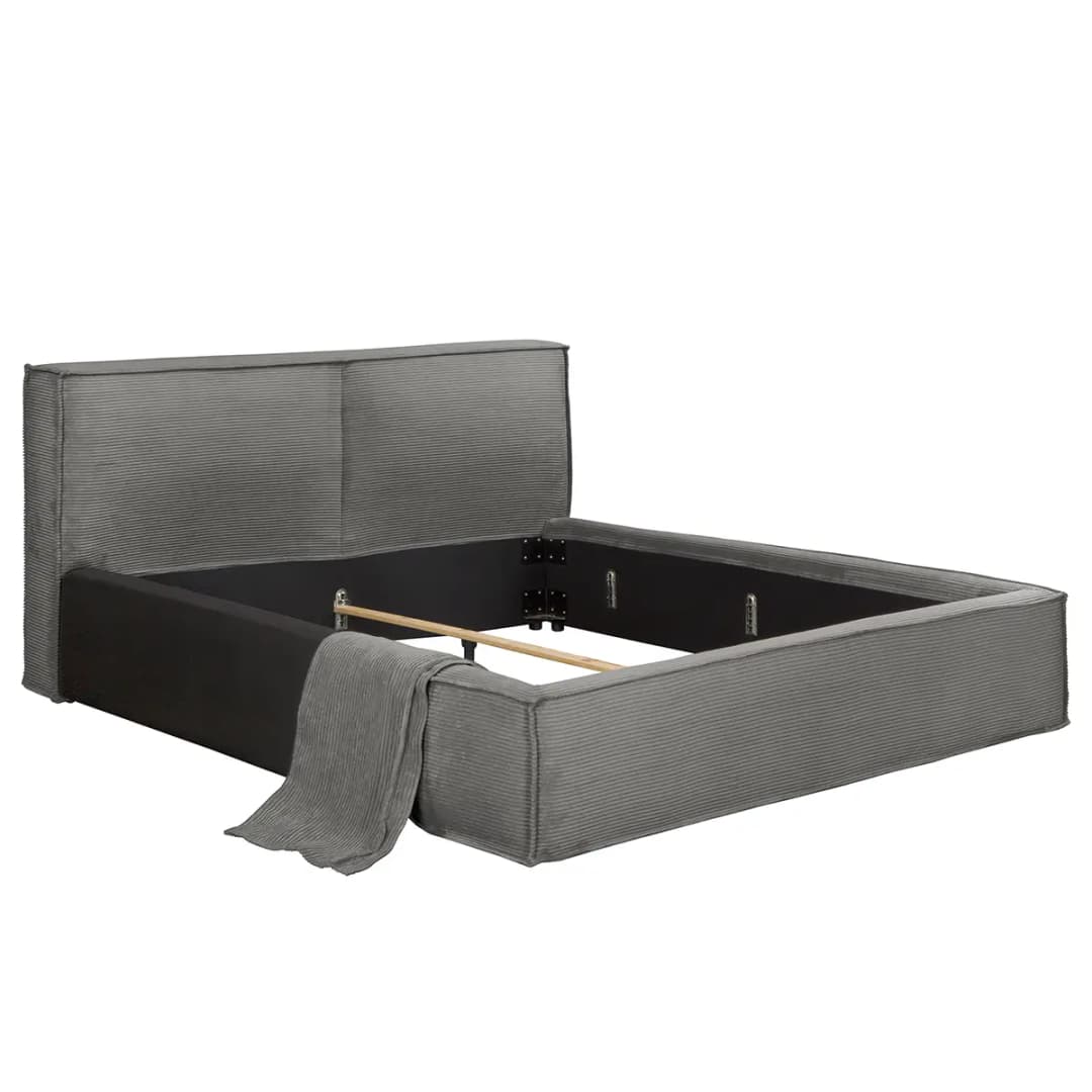 Wechselbezug Polsterbett 140 x 200cm Grau/Graphit | Grau