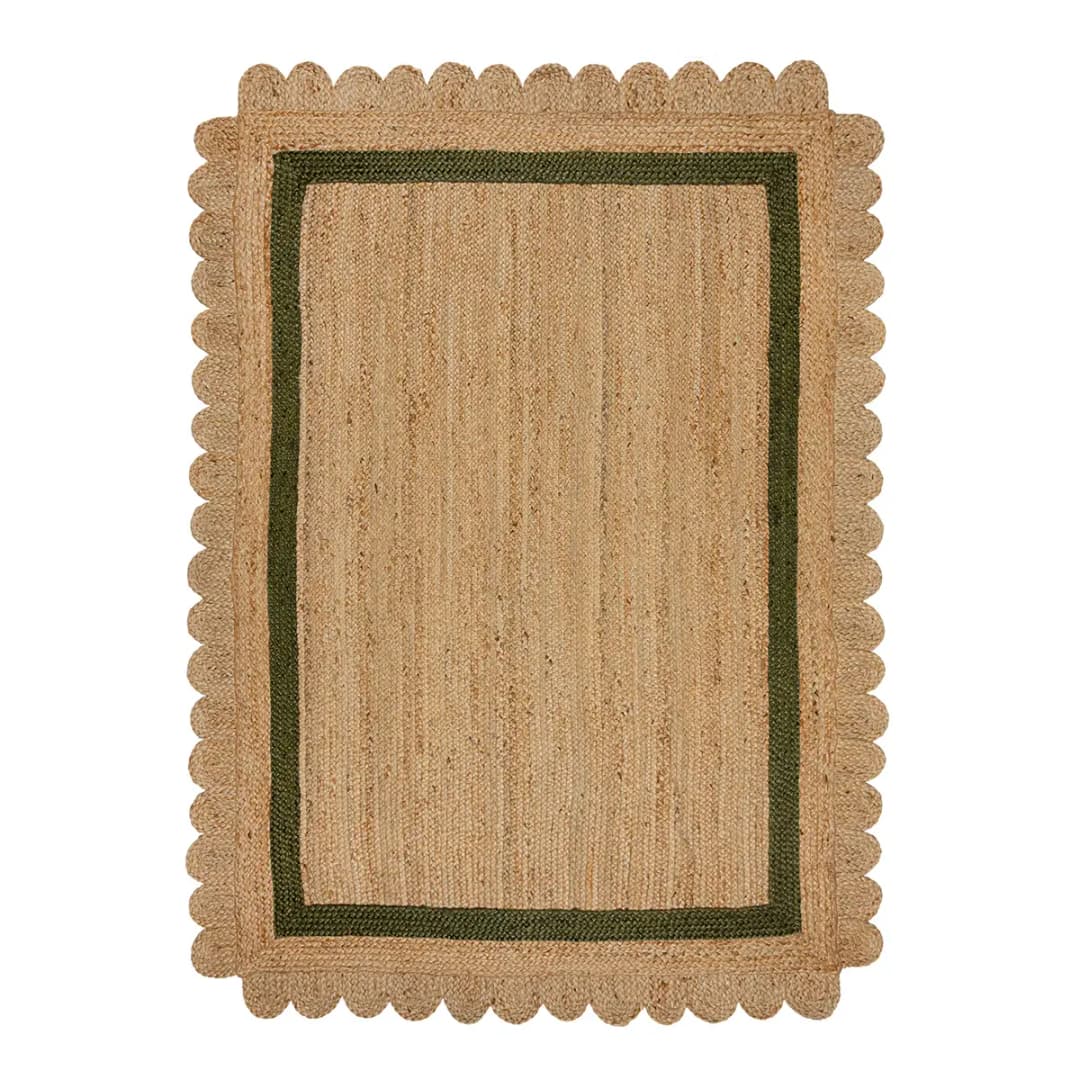 Juteteppich Grace Beige/Olivgrün 120 x 170cm | Mehrfarbig