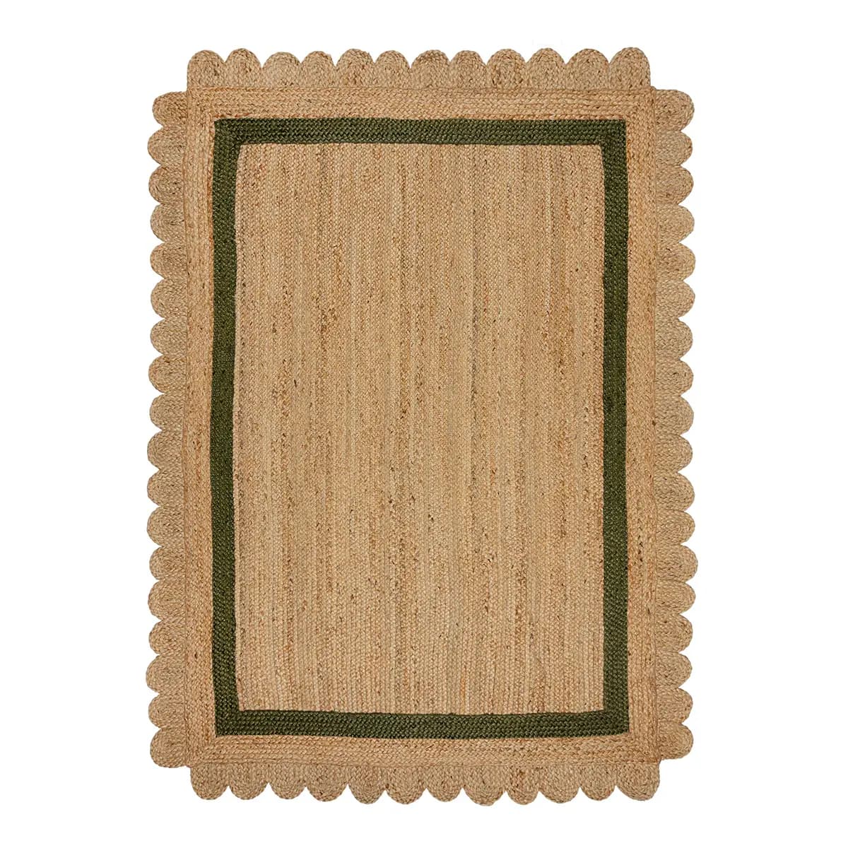 Juteteppich Grace Beige/Olivgrün 120 x 170cm | Mehrfarbig