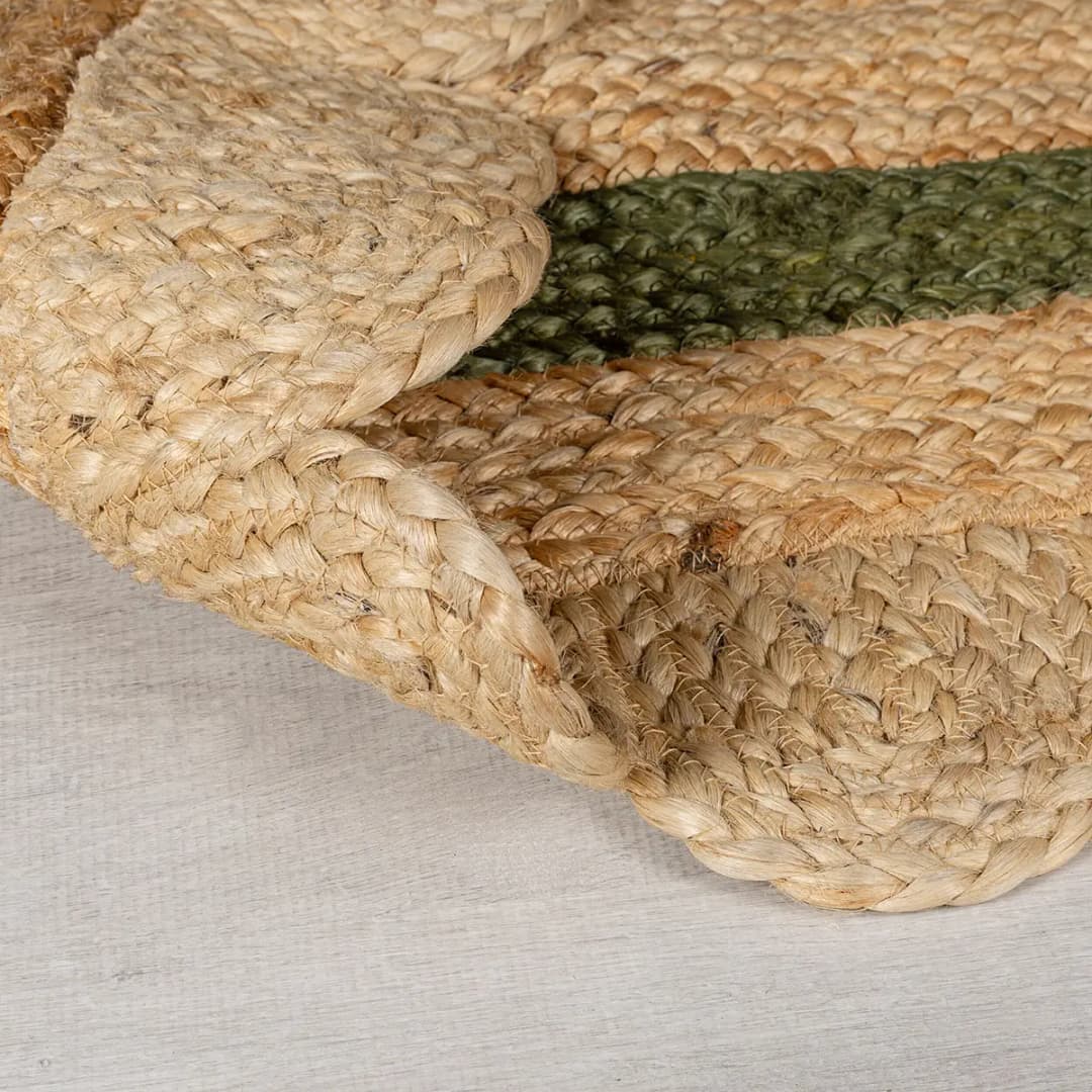 Juteteppich Grace Beige/Olivgrün 120 x 170cm | Mehrfarbig
