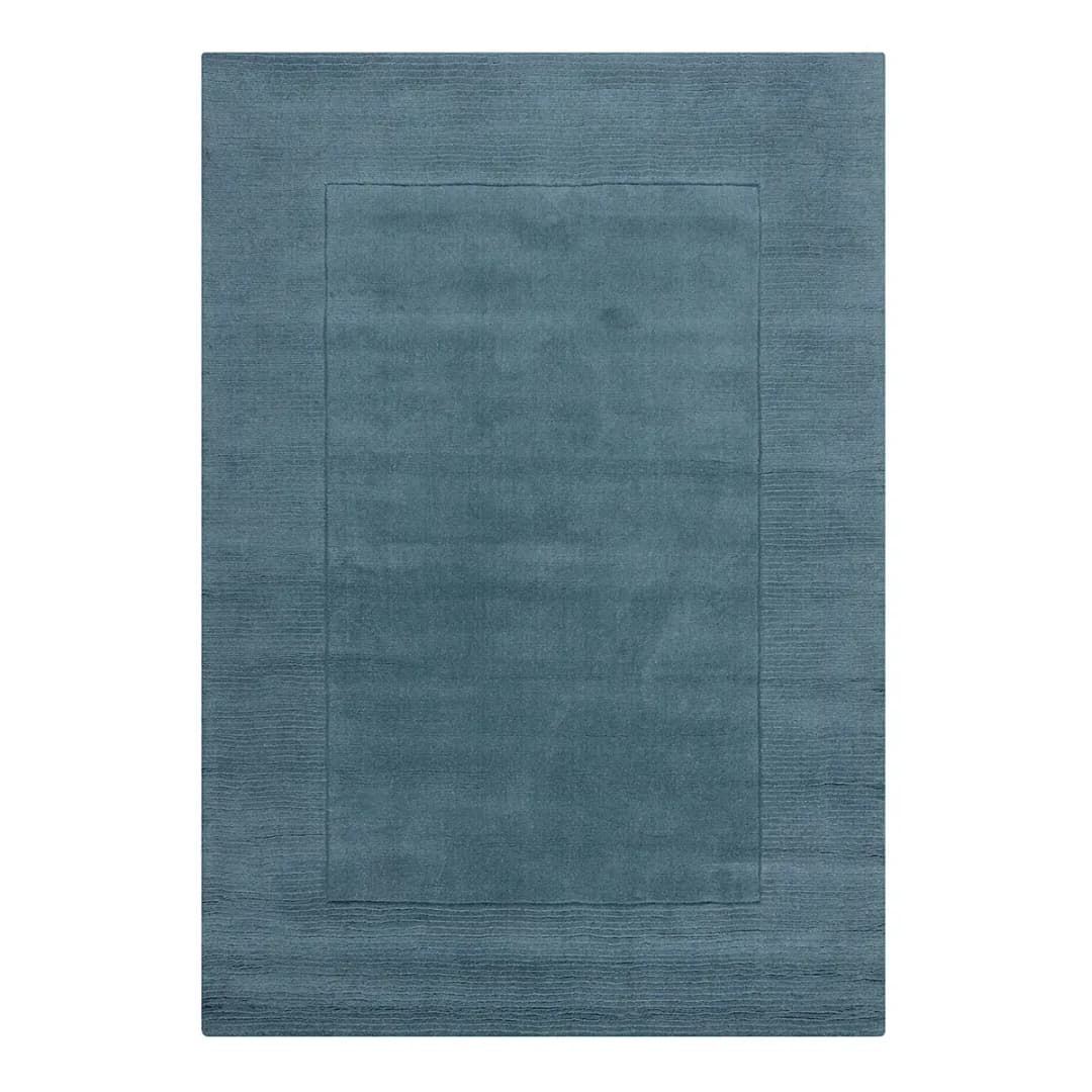 Wollteppich Textured Border Blau 160 x 230cm | Blau