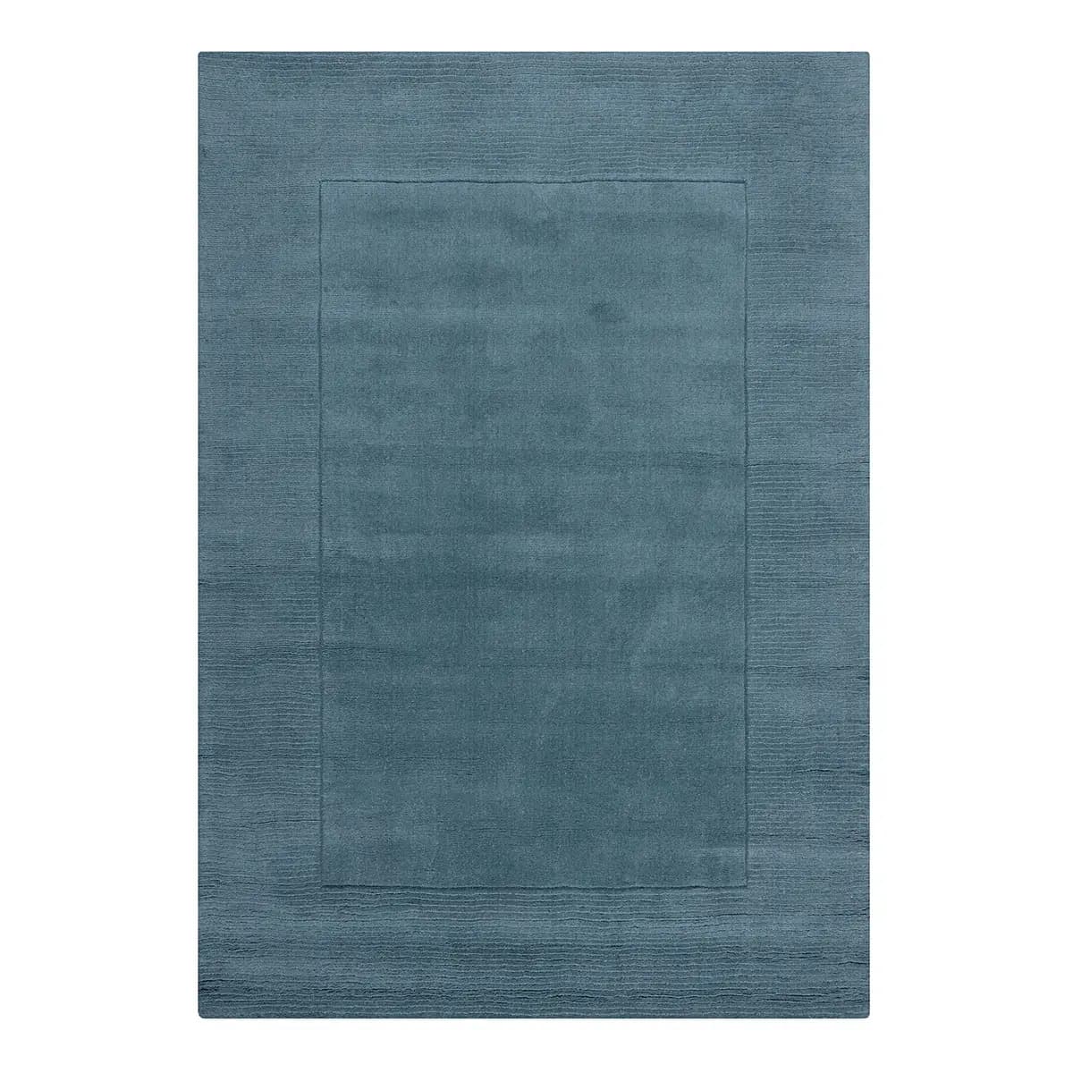 Wollteppich Textured Border Blau 160 x 230cm | Blau