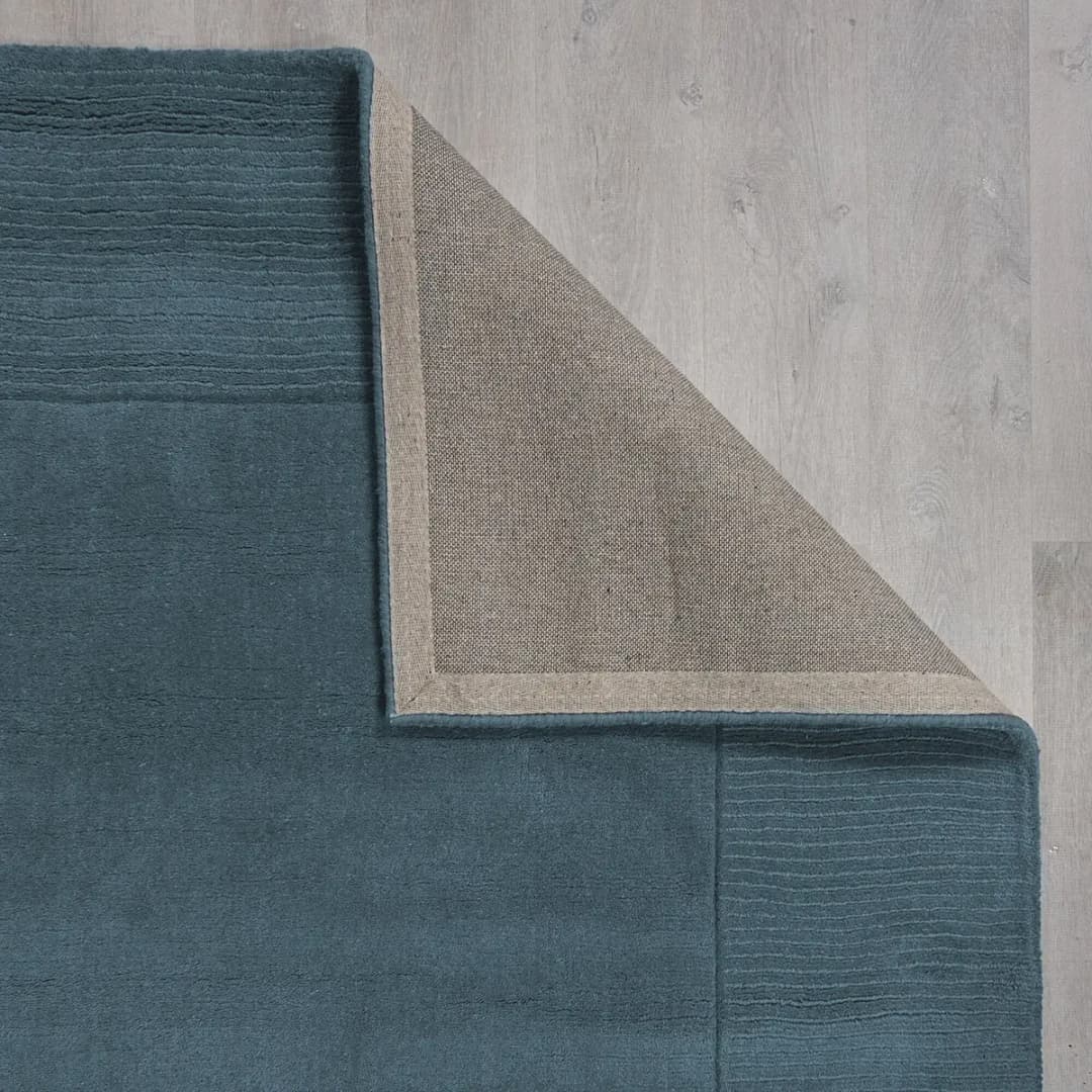 Wollteppich Textured Border Blau 160 x 230cm | Blau