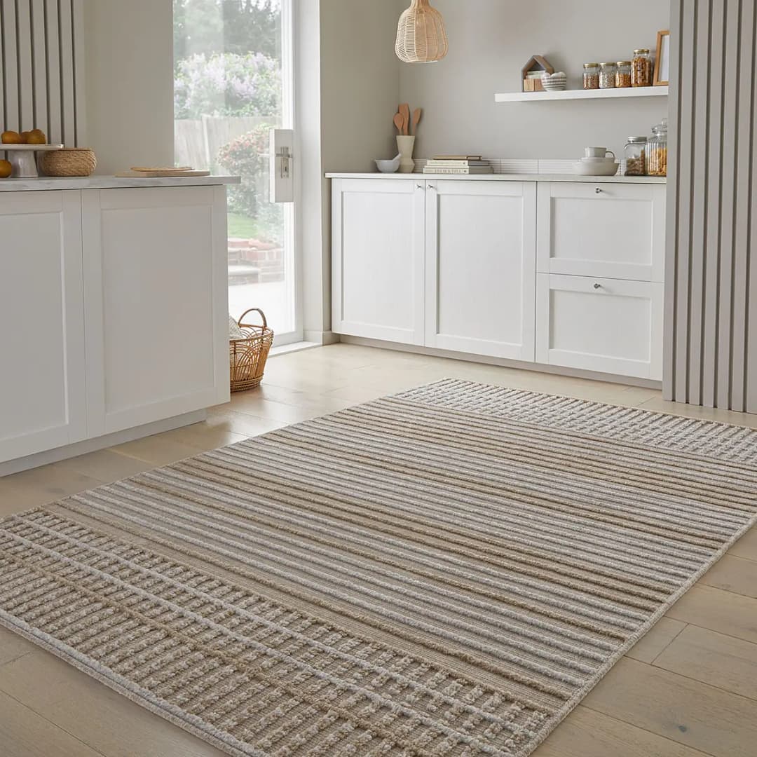 Kurzflorteppich Elton Stripe Beige/Beige 200 x 320cm | Beige