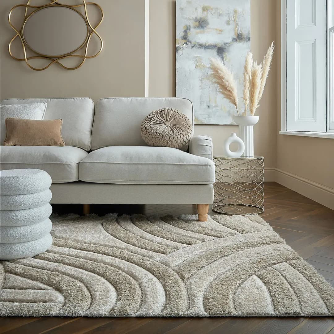 Hochflorteppich Velvet Carved | Beige