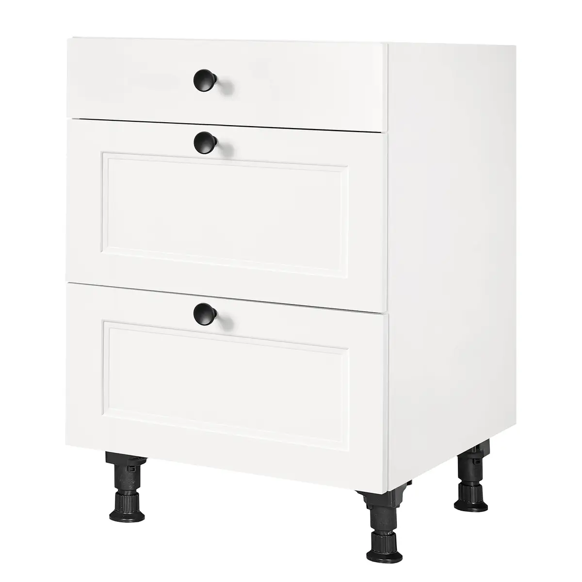 Unterschrank Cascada mit Schubladen 60cm Weiß/Weiß | Weiß