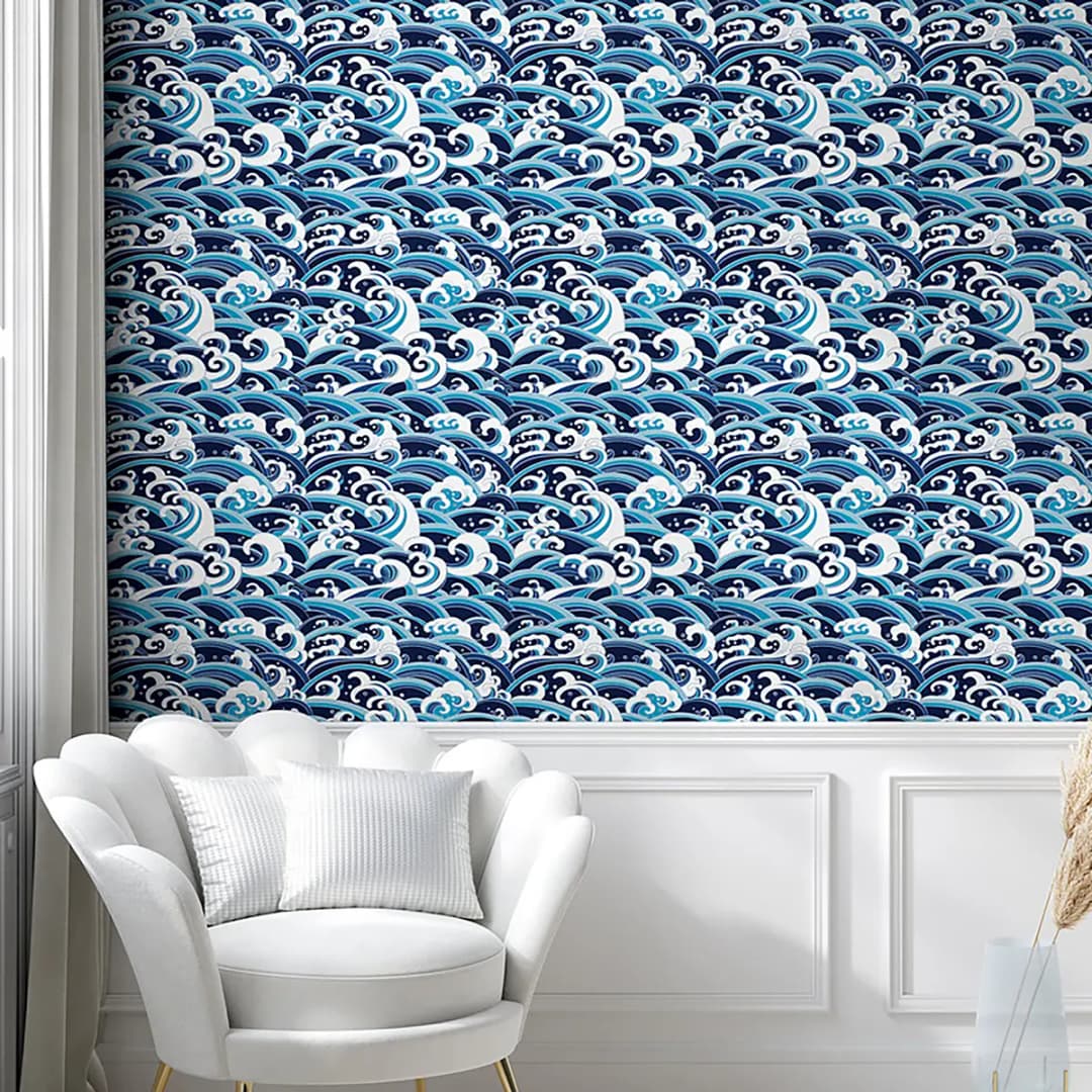 Tapete Japanese Wave 90cm | Blau