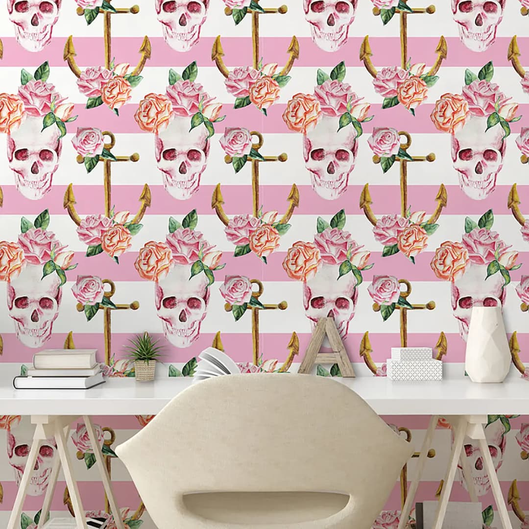 Tapete Anchor Skull 90cm | Pink