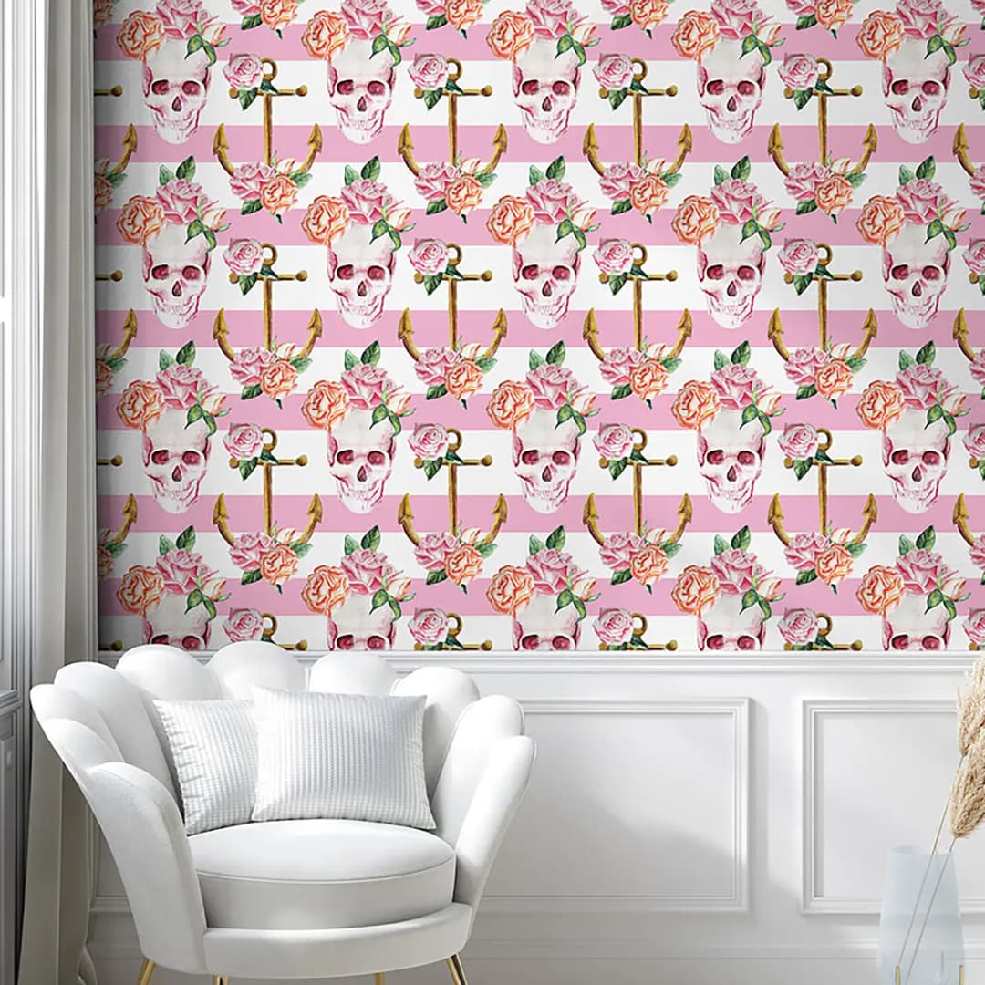 Tapete Anchor Skull 90cm | Pink