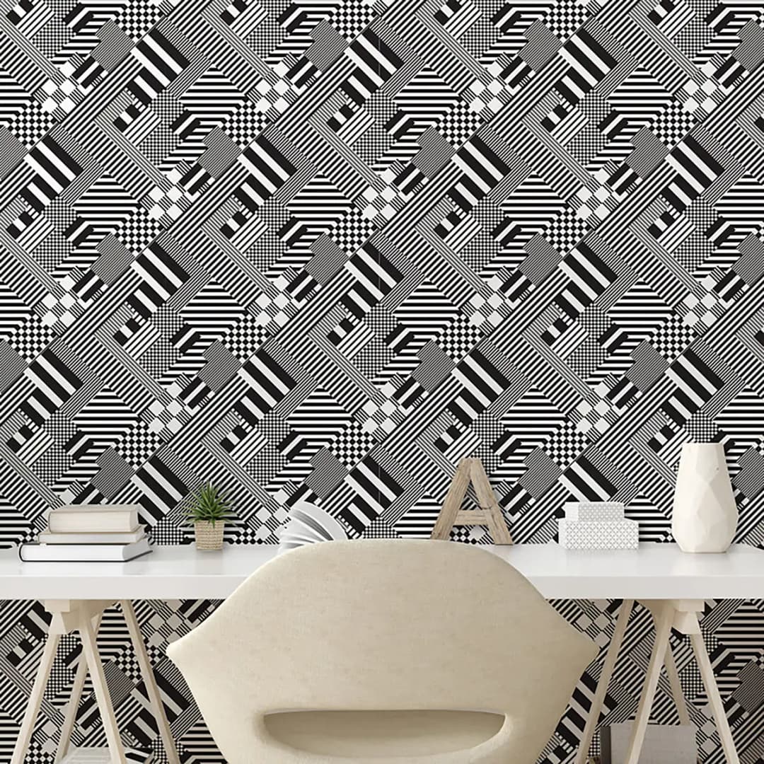 Tapete Abstract Black and White 180cm | Schwarz