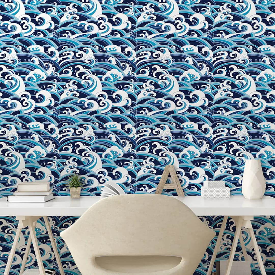 Tapete Japanese Wave | Blau