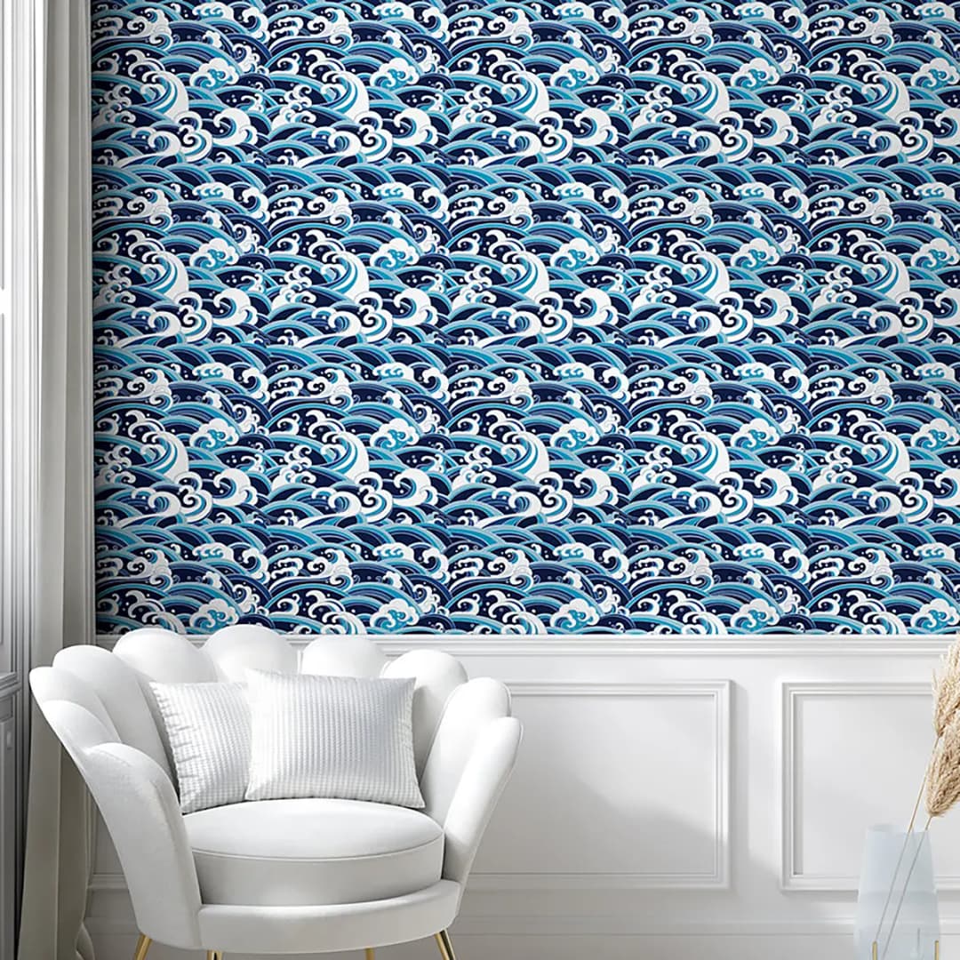 Tapete Japanese Wave | Blau