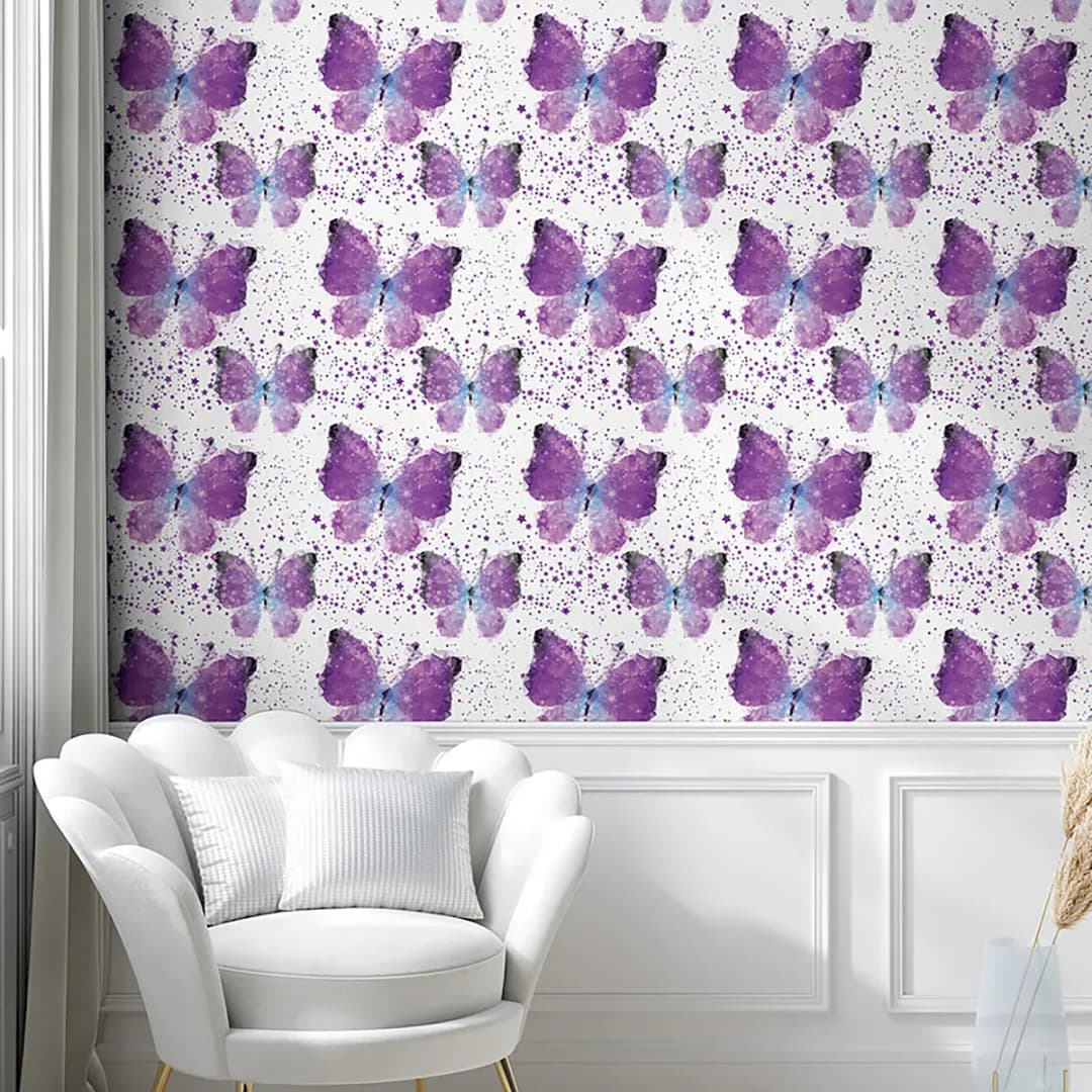 Tapete Watercolour Butterfly 250cm | Mehrfarbig
