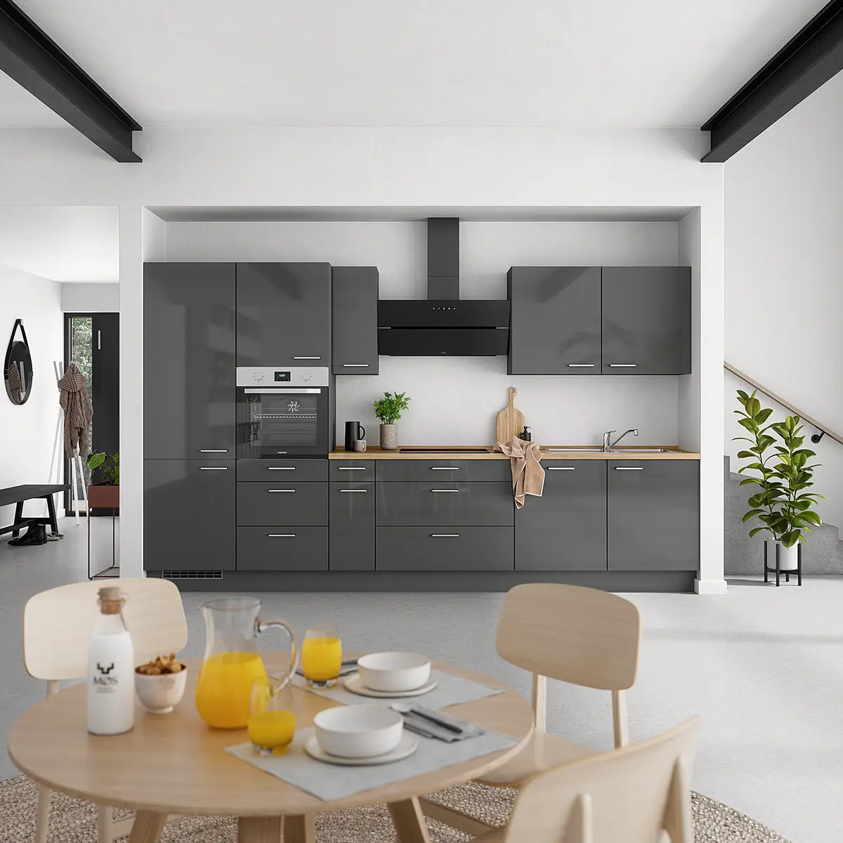 Spülenschrank Flash mit 1 Tür 60cm Türanschlag rechts | Grau