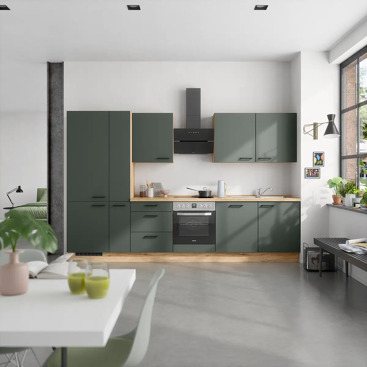 Unterschrank Easytouch mit Schubladen 60cm Grün/Dunkelgrün