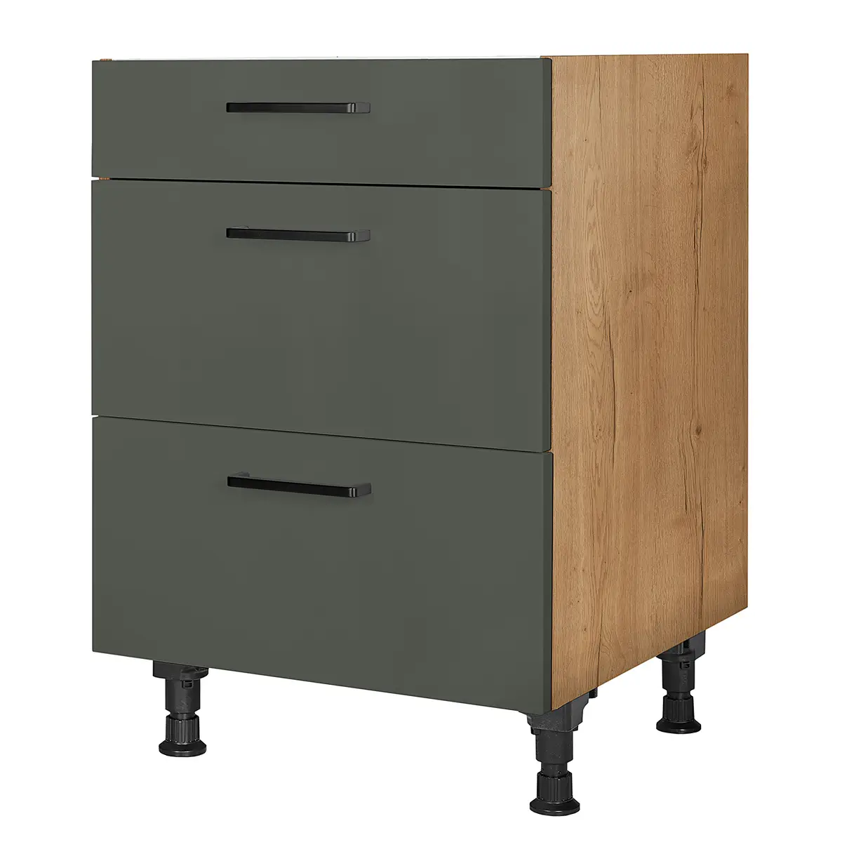 Kochfeldschrank Easytouch mit Schubladen 60cm Grün/Dunkelgrün
