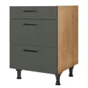Kochfeldschrank Easytouch mit Schubladen 60cm Grün/Dunkelgrün