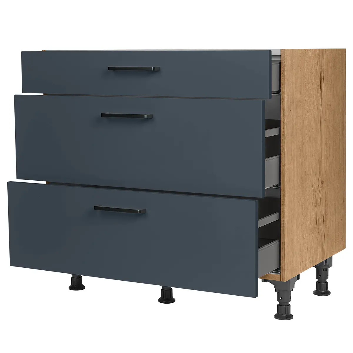 Unterschrank Easytouch mit Schubladen 90cm | Blau