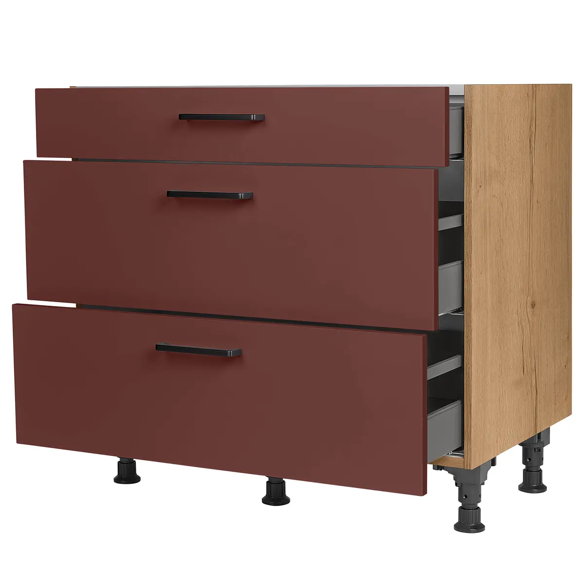 Unterschrank Easytouch mit Schubladen 90cm Rot/Dunkelrot | Rot