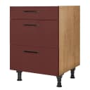 Kochfeldschrank Easytouch mit Schubladen 60cm Rot/Dunkelrot