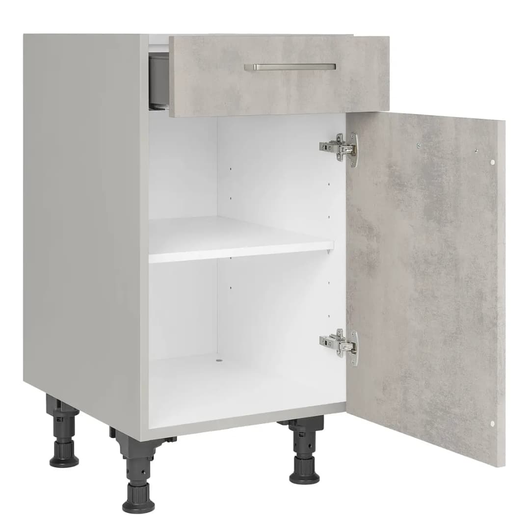 Unterschrank Riva mit Tür 45cm Türanschlag rechts Grau/Beton