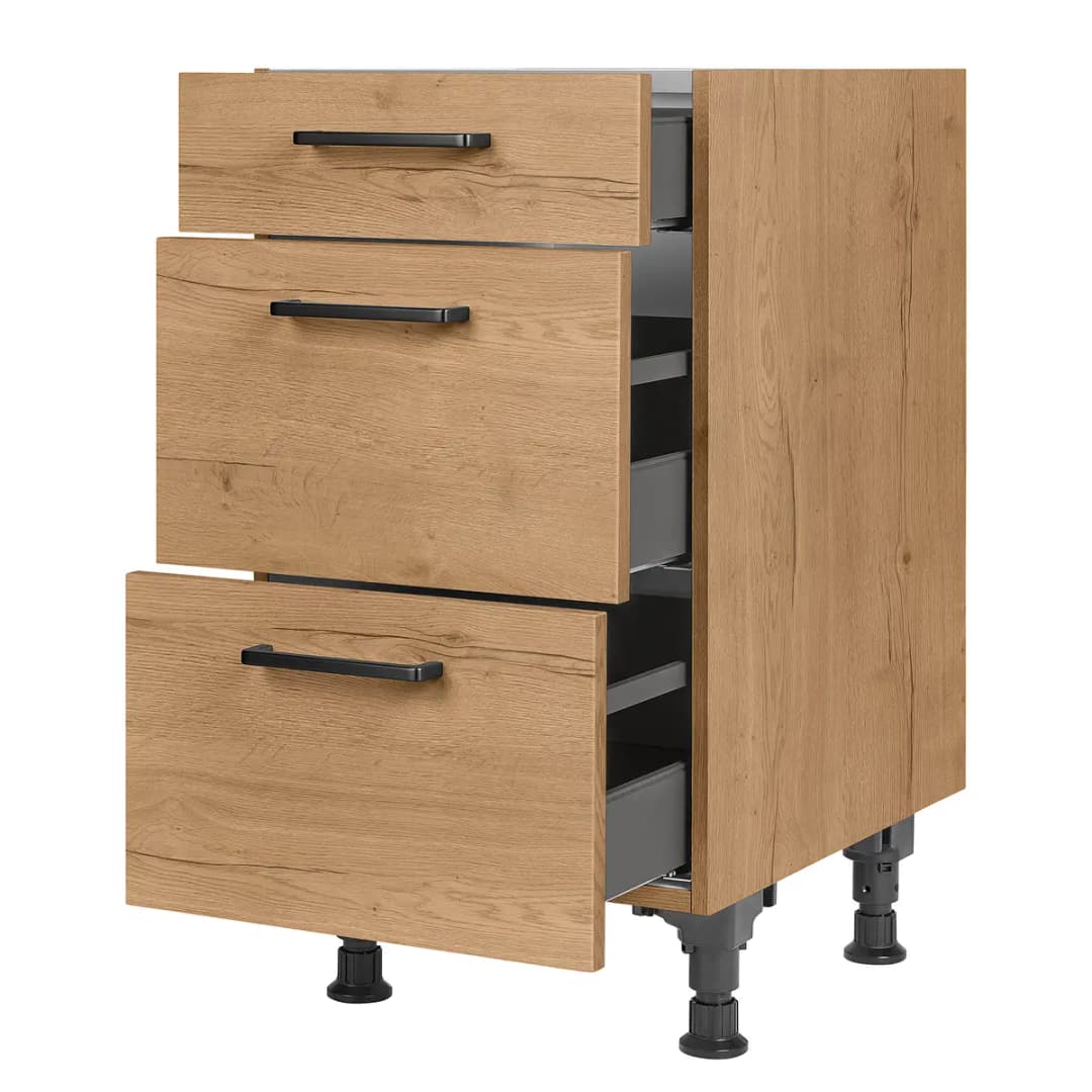 Unterschrank Structura mit Schubladen 45cm Braun/Eiche Dekor