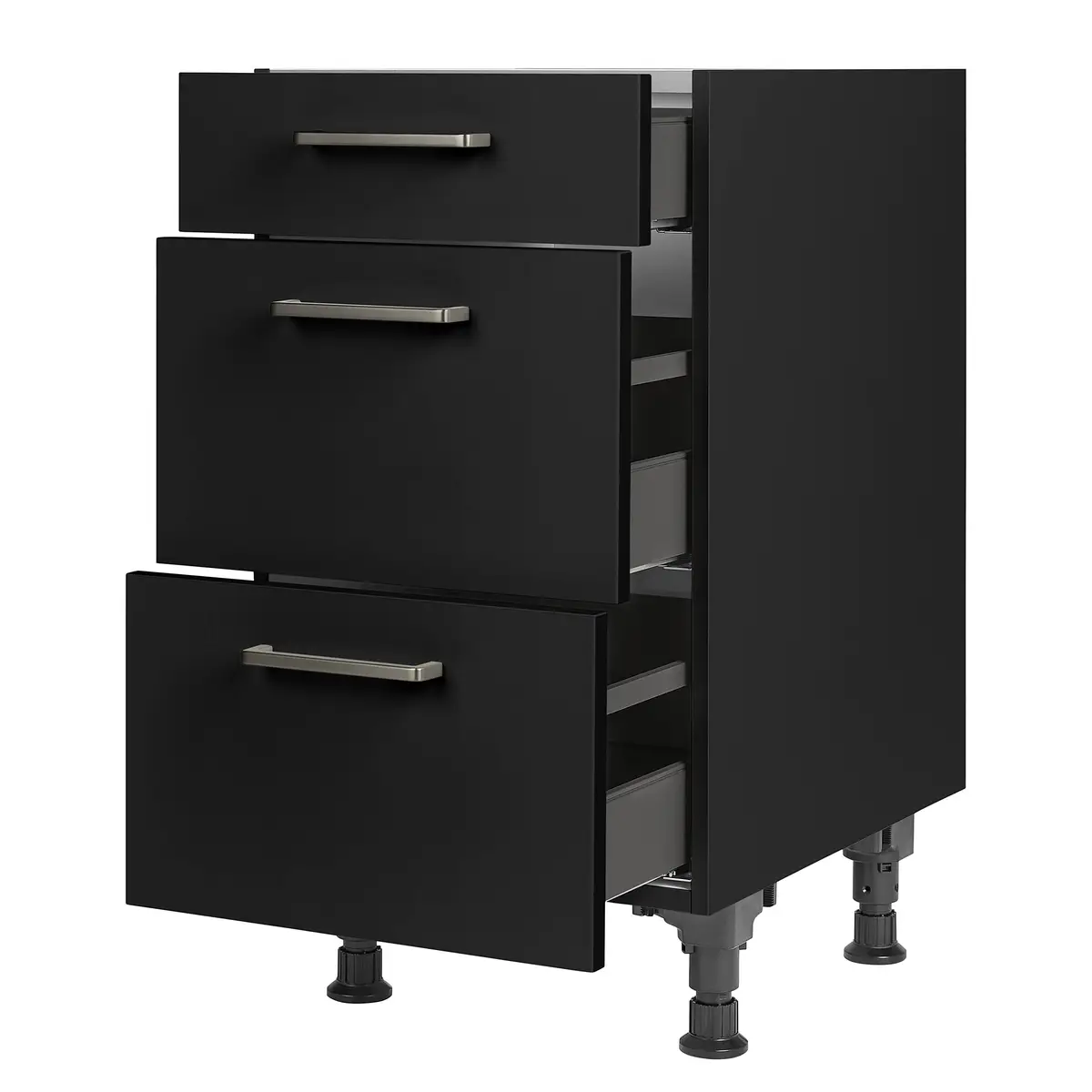 Unterschrank Touch mit Schubladen 45cm Schwarz/Schwarz