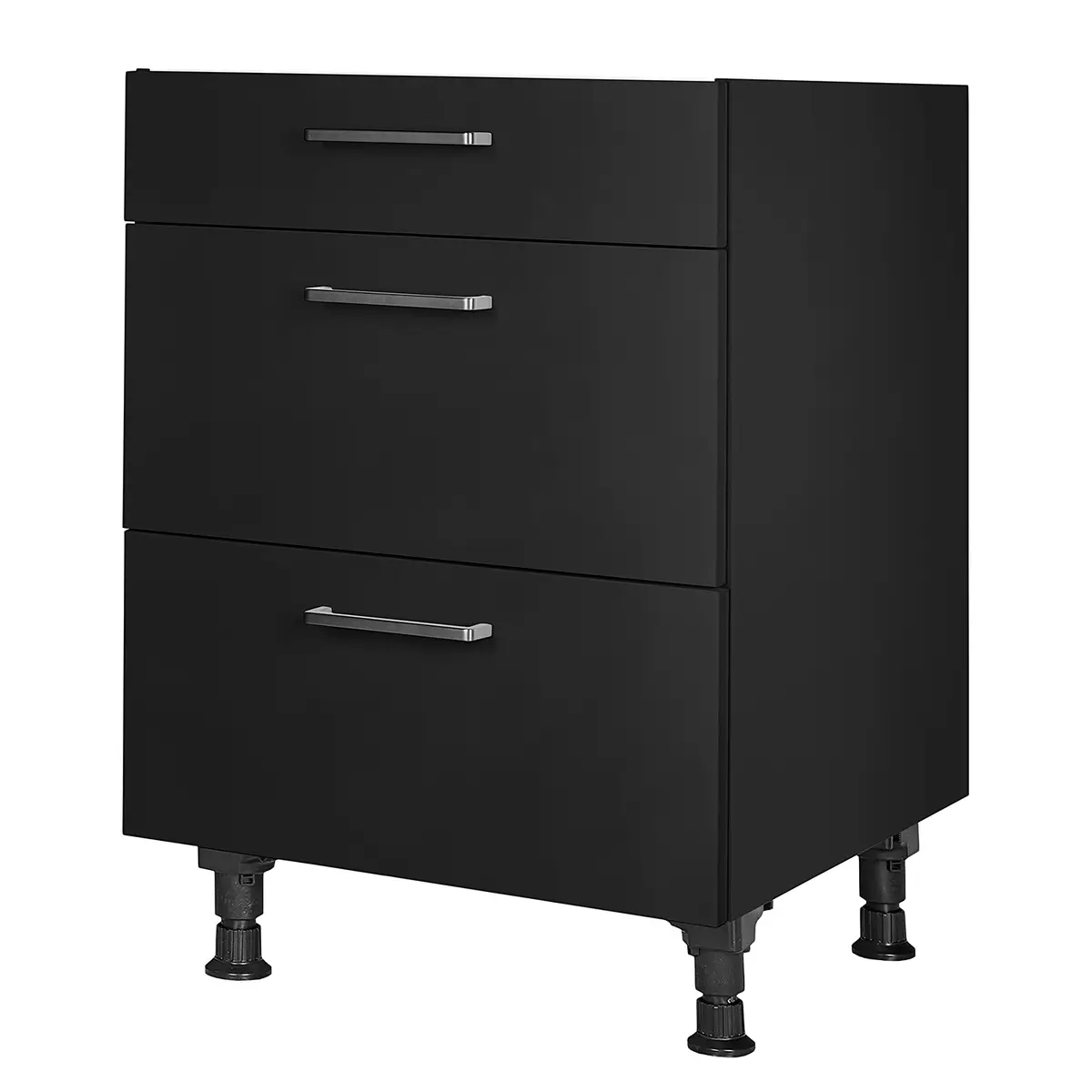 Unterschrank Touch mit Schubladen 60cm Schwarz/Schwarz