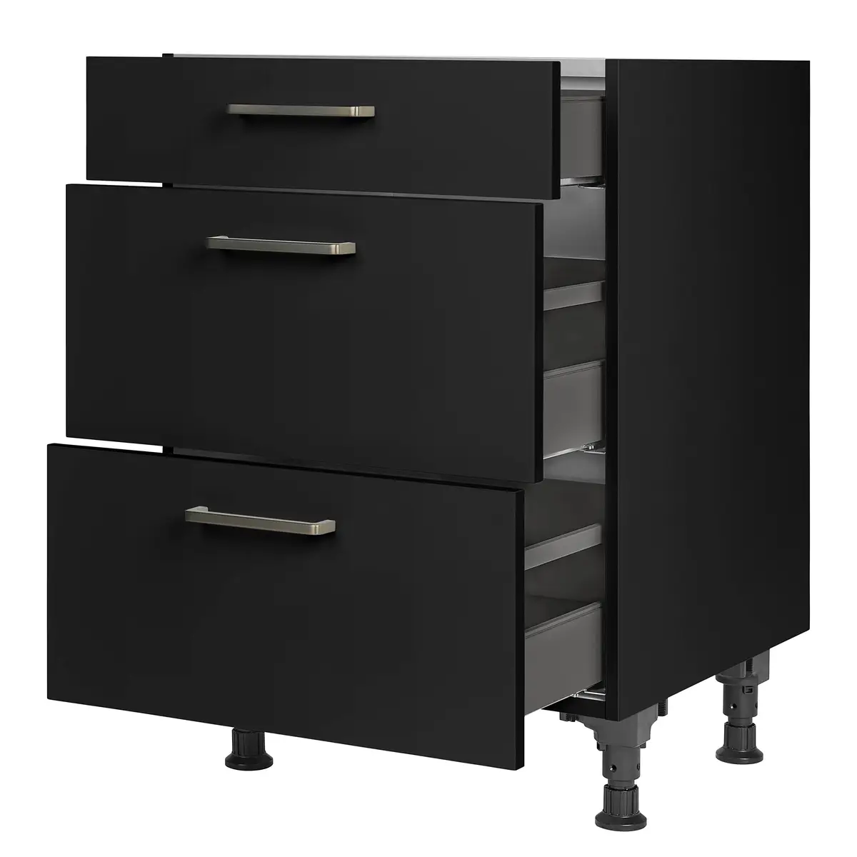 Unterschrank Touch mit Schubladen 60cm Schwarz/Schwarz