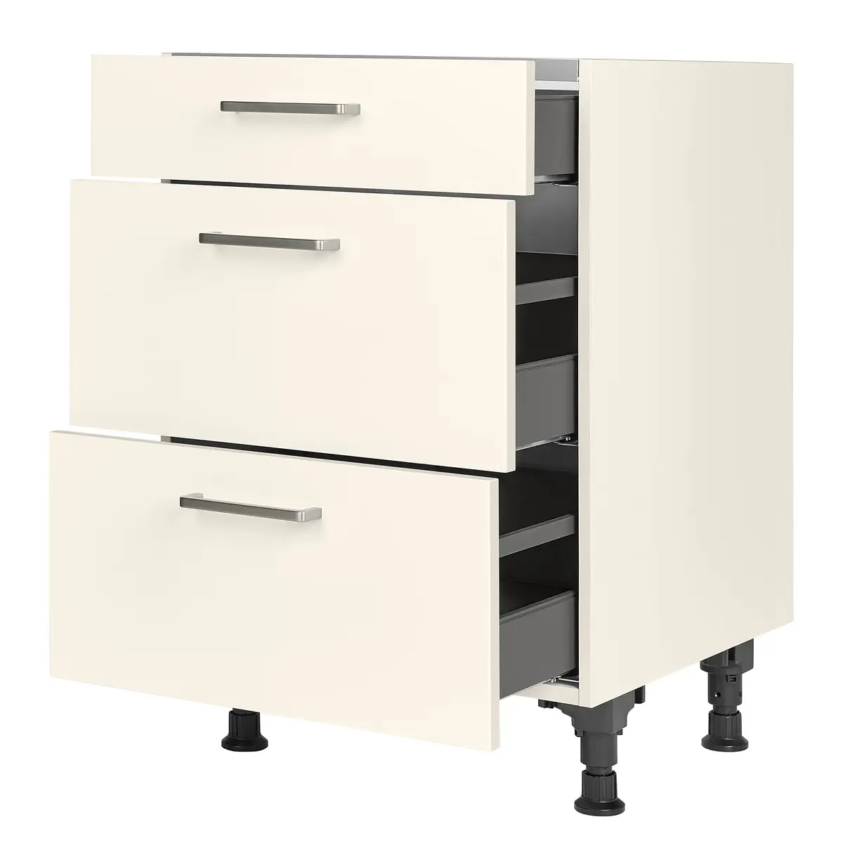 Kochfeldschrank Touch mit Schubladen 60cm Beige/Magnolia