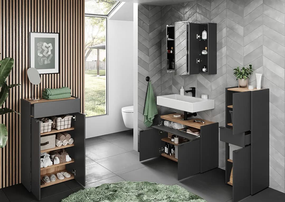 Waschbeckenunterschrank Forano | Grau