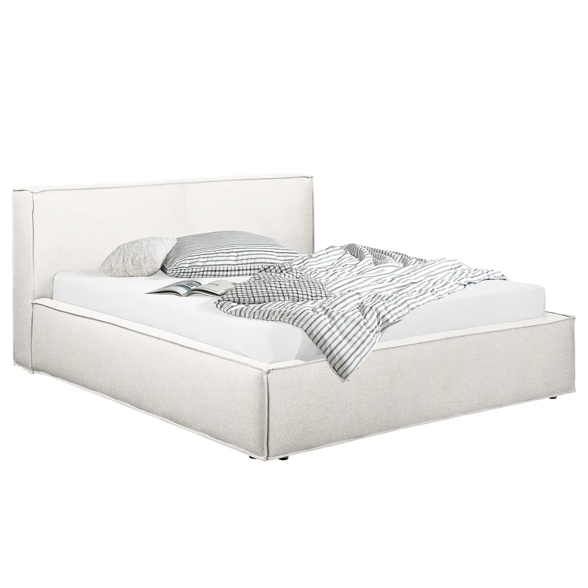 Polsterbett 180 x 200cm Flachgewebe Drems Beige/Weiß | Beige