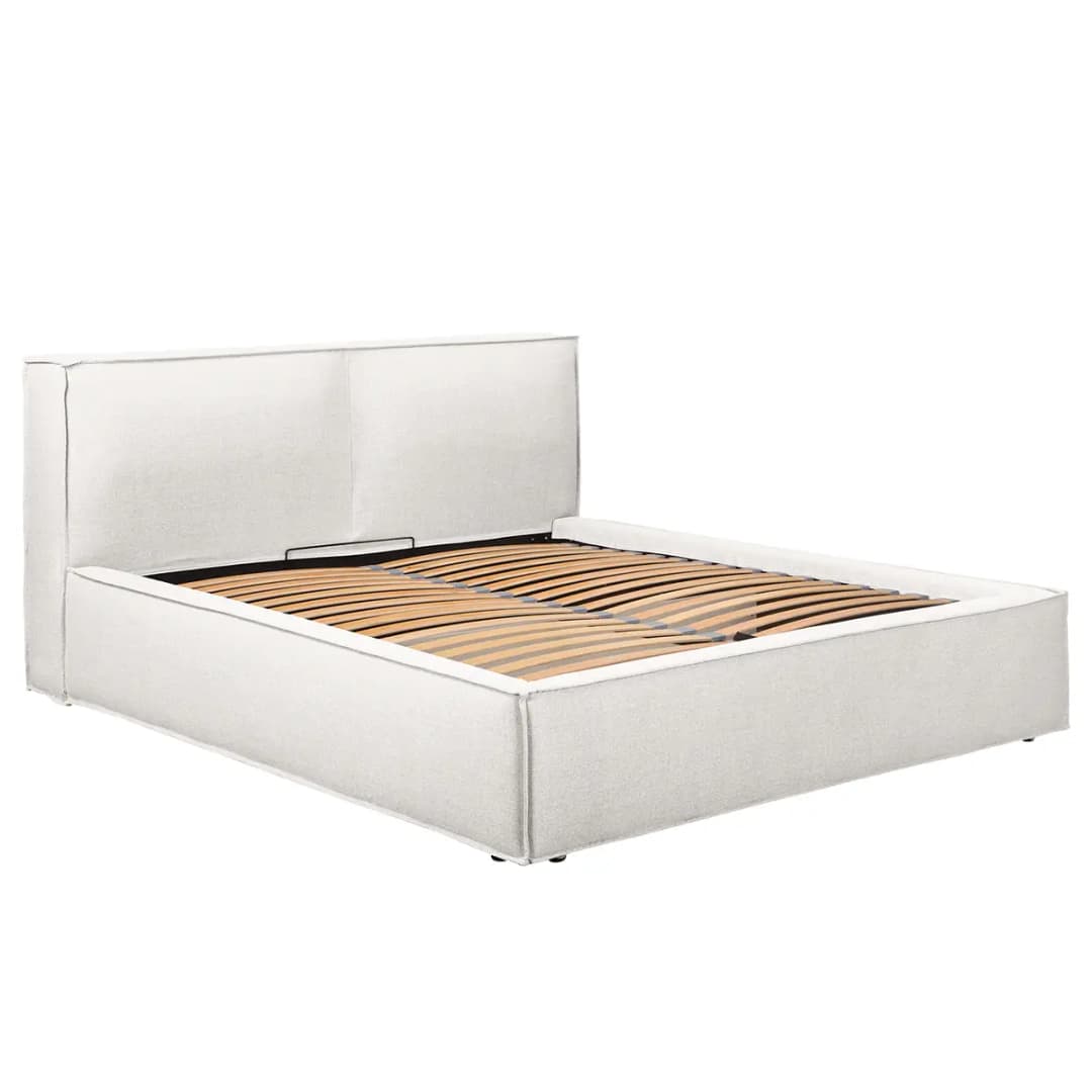 Polsterbett 180 x 200cm Flachgewebe Drems Beige/Weiß | Beige