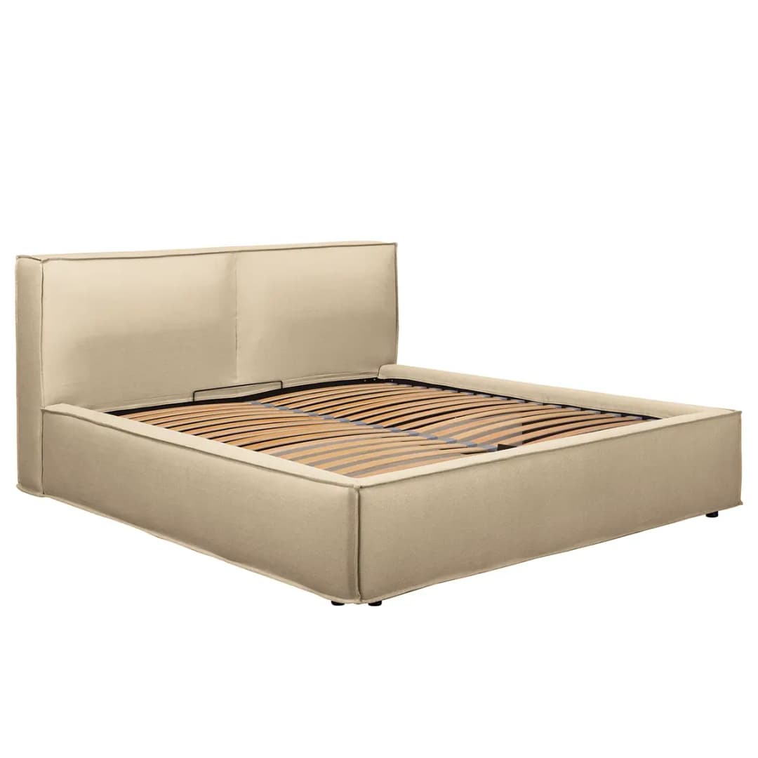 Studio Copenhagen Polsterbett 200 x 200cm Flachgewebe Desna Beige/Sand