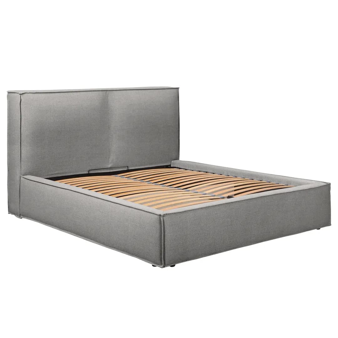Polsterbett 200 x 200cm Flachgewebe Drems Grau/Grau ohne | Grau