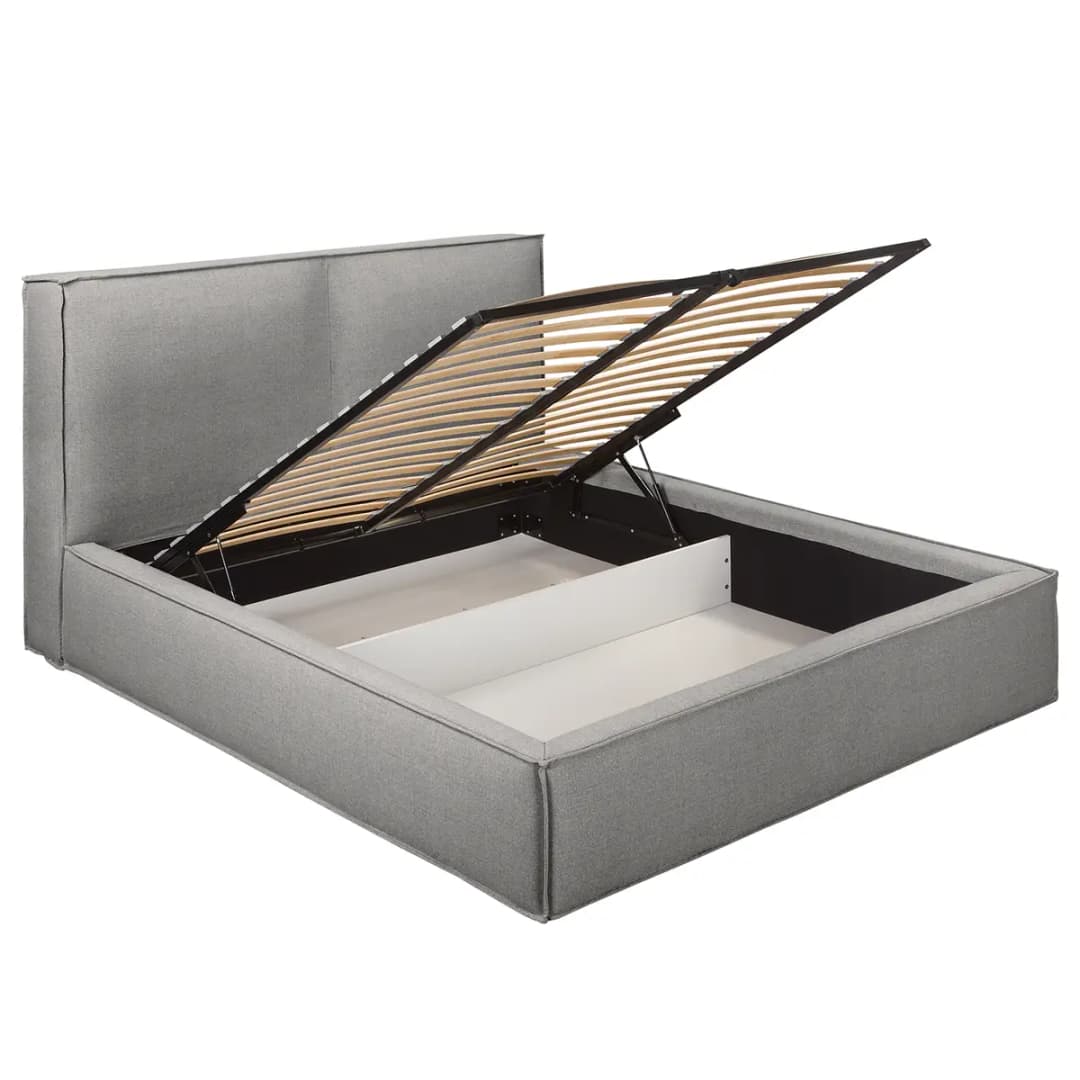 Polsterbett 200 x 200cm Flachgewebe Drems Grau/Grau ohne | Grau