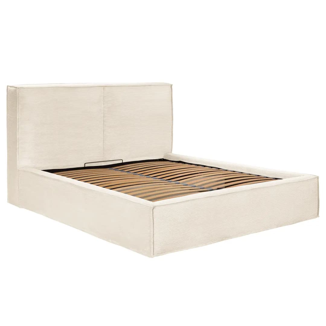 Polsterbett 220 x 200cm Cordstoff Poppy Beige/Creme | Beige