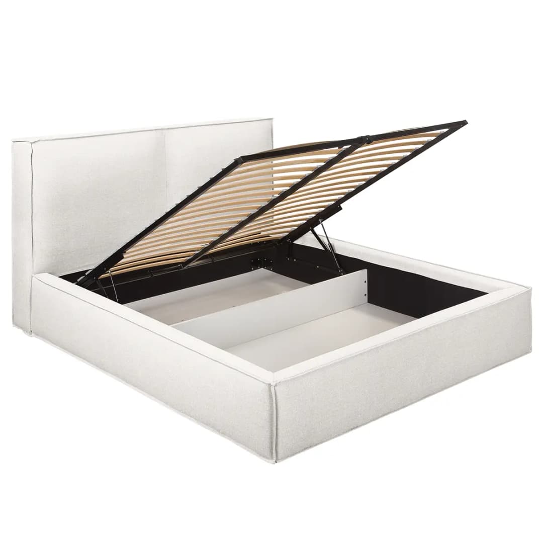 Polsterbett 220 x 200cm Flachgewebe Drems Beige/Weiß | Beige