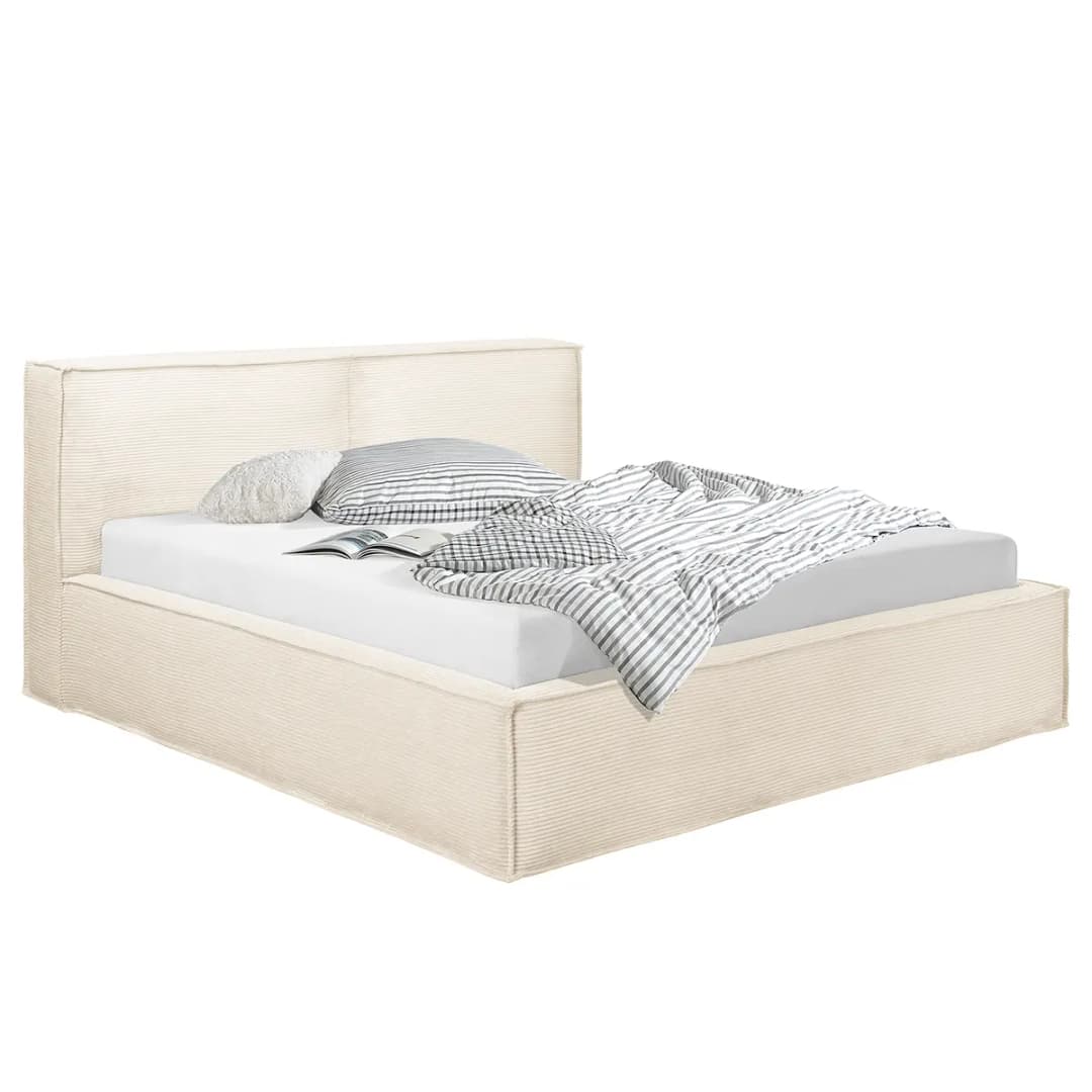 Polsterbett 180 x 200cm Cordstoff Poppy Beige/Creme H2 / H3