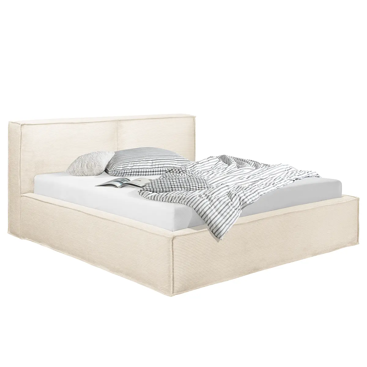 Polsterbett 180 x 200cm Cordstoff Poppy Beige/Creme H2 / H3