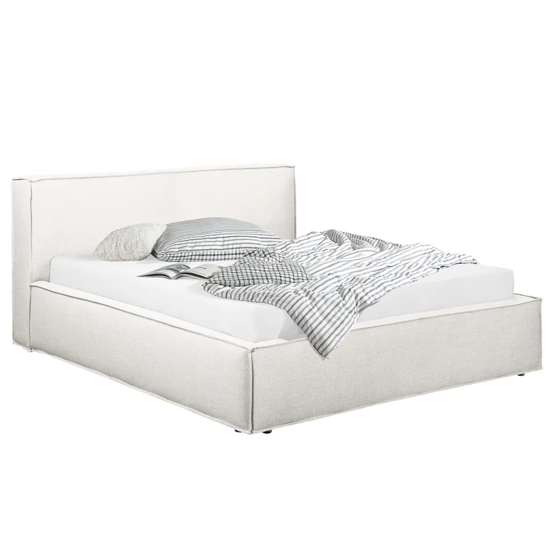 Polsterbett 200 x 200cm Flachgewebe Drems Beige/Weiß H3 / H4 1