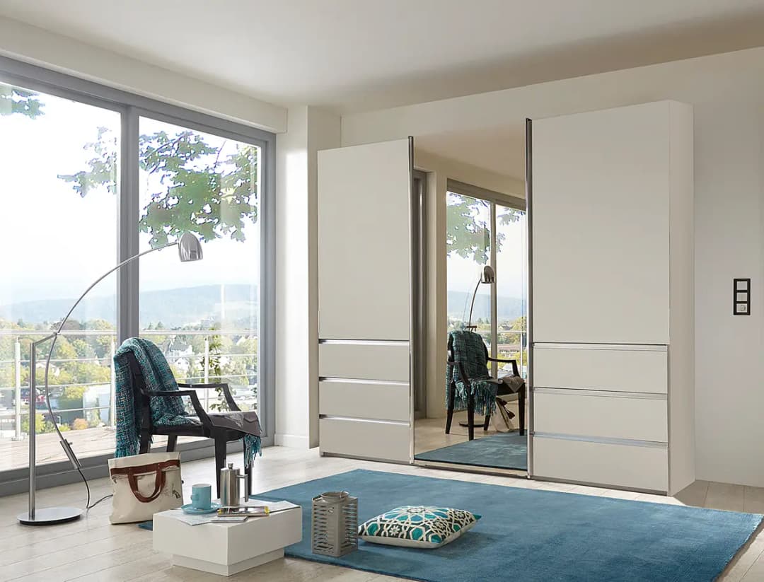 Schwebetürenschrank Spiegeltür Grau/Beige/Champagner