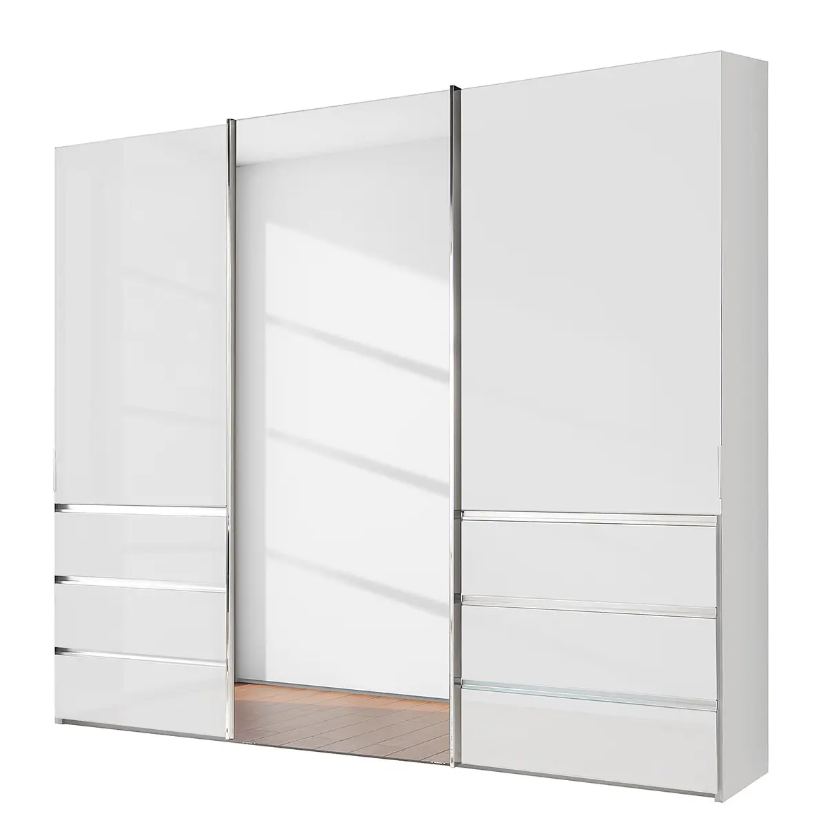 Schwebetürenschrank Spiegeltür Weiß/Weiß | Weiß