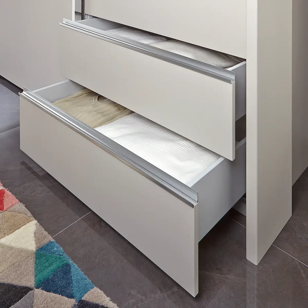 Wiemann Schwebetürenschrank Glastür 165 x 236cm Grau/Beige/Champagner