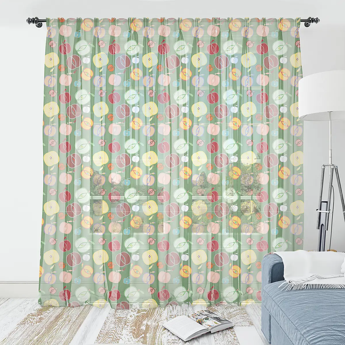 Fertiggardine Herbstäpfel 2er-Set 135cm Multicolor/Multicolor