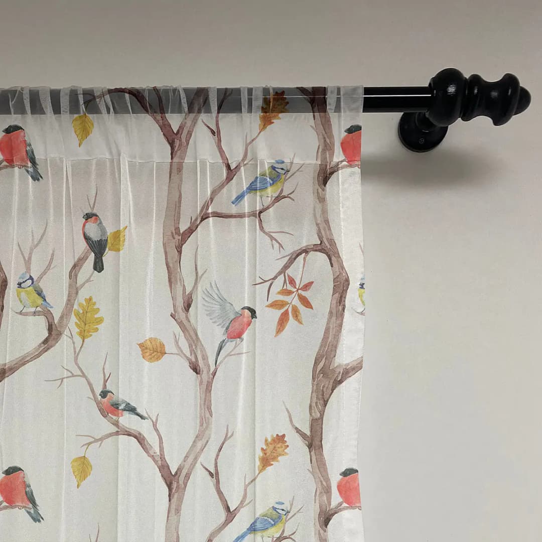 Fertiggardine Herbstvögel 2er-Set 180cm Multicolor/Multicolor