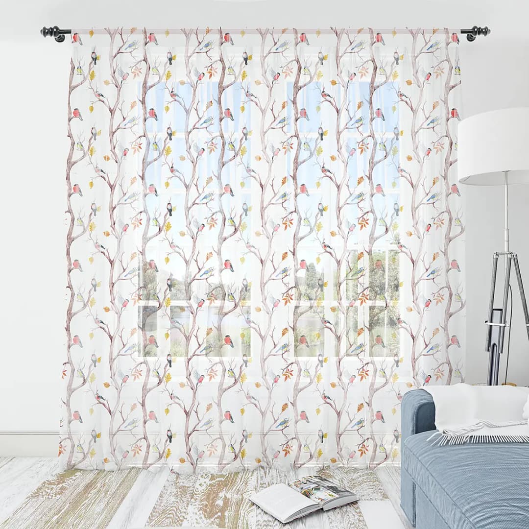 Fertiggardine Herbstvögel 2er-Set 135cm Multicolor/Multicolor
