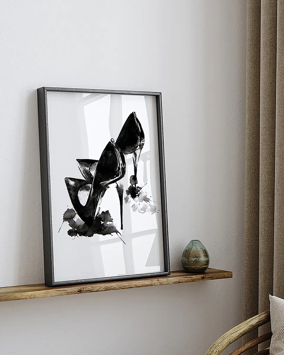 Bild Black Leather High Heels | Mehrfarbig